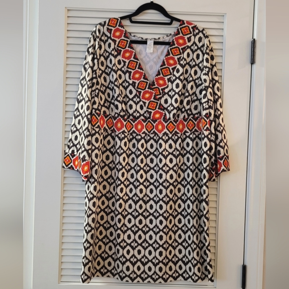 (Plus-Size) Multi-Coloured Patterned Dress